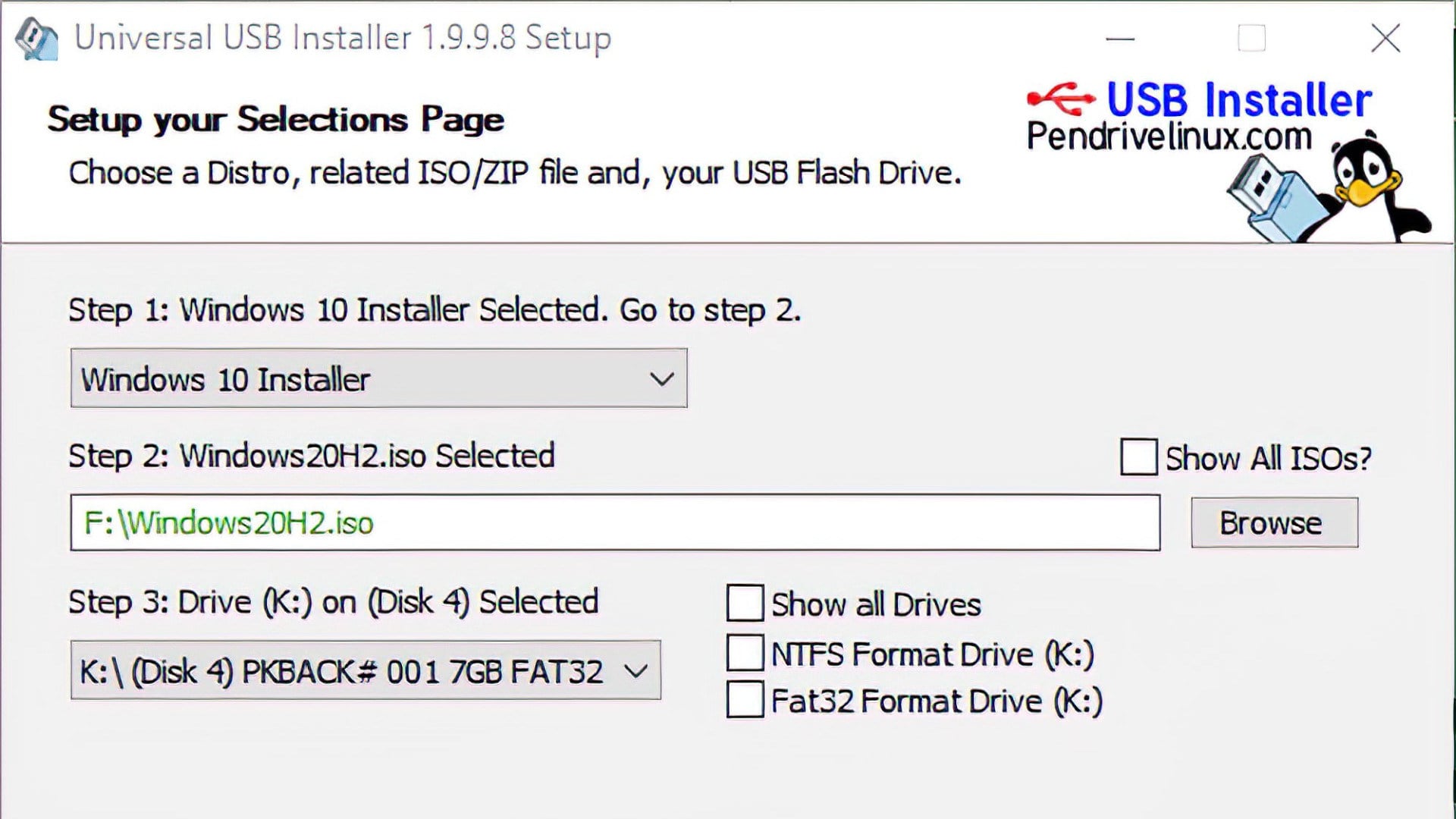 USB-Stick, Boot, Universal USB Installer