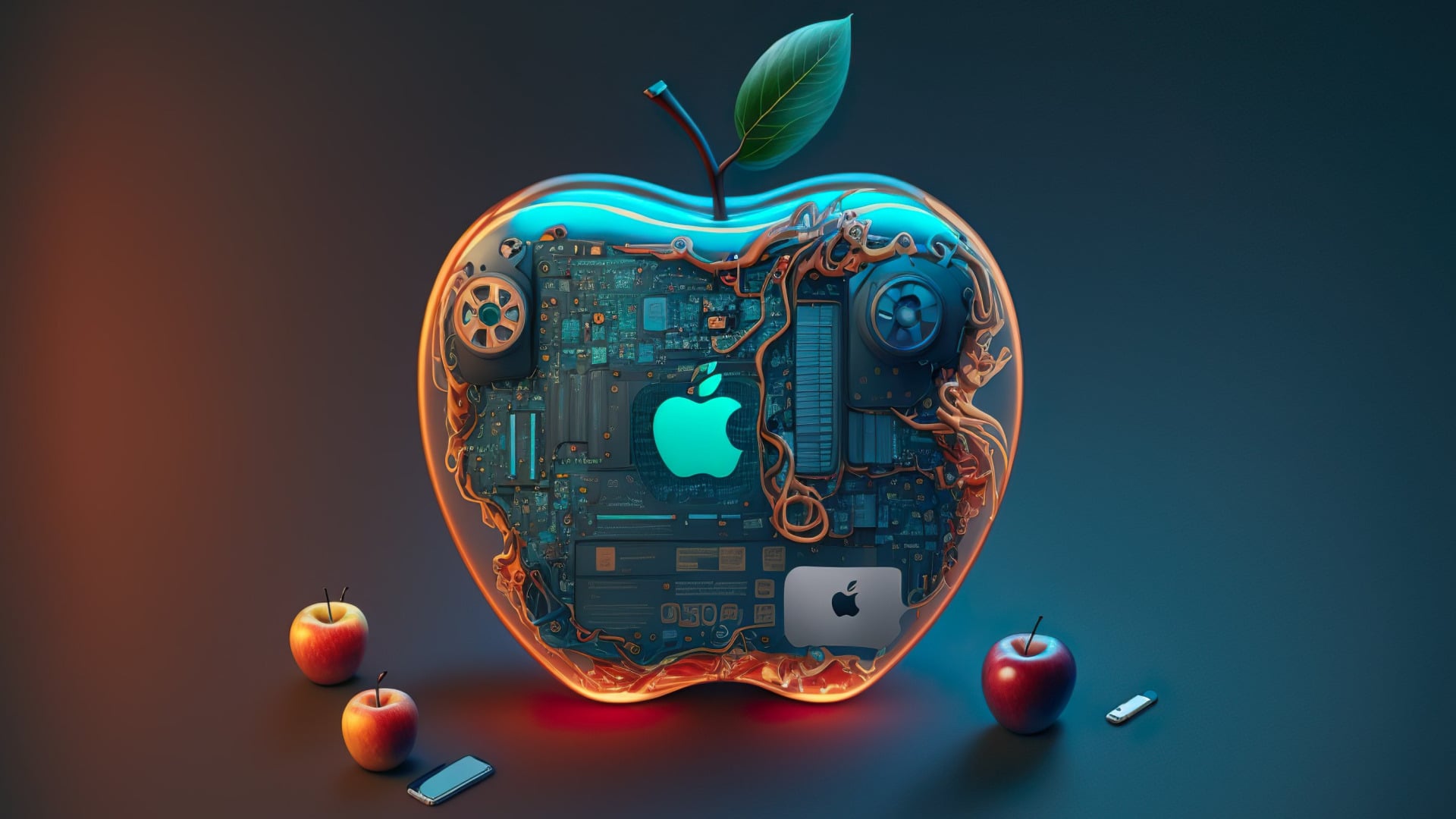 Chip, Apple Logo, Apple Chip, generic, Apple Soc, Midjourney, Apfel, Allgemein, generisch, Apple CPU