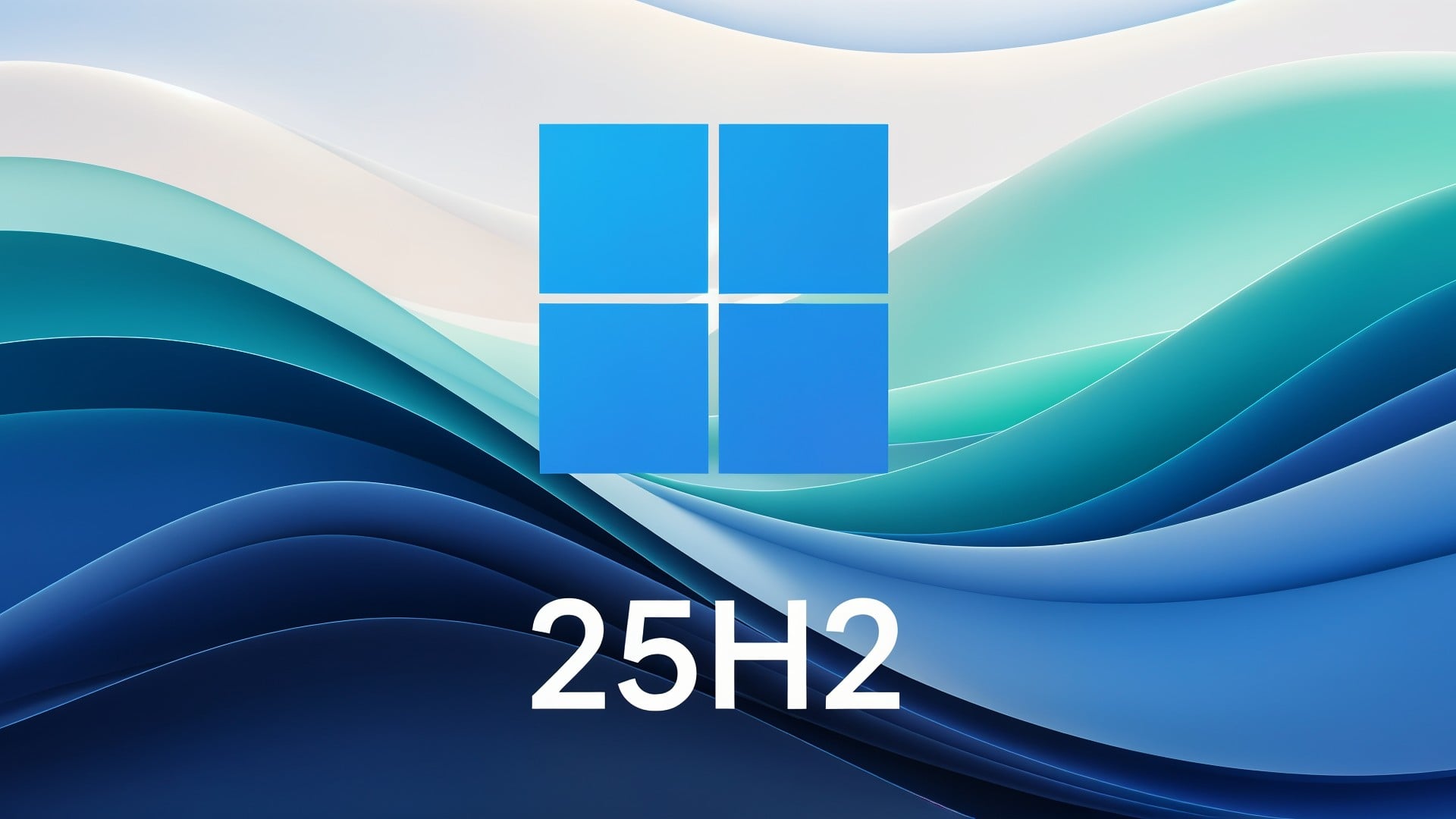 Microsoft, Betriebssystem, Update, Logo, Windows 11, Aktualisierung, Software, Desktop, Technologie, Upgrade, Hintergrund, Windows 11 25H2, 25H2, Abstrakt, Farbverlauf, Wellen, Bildschirmhintergrund, Blau-Grün