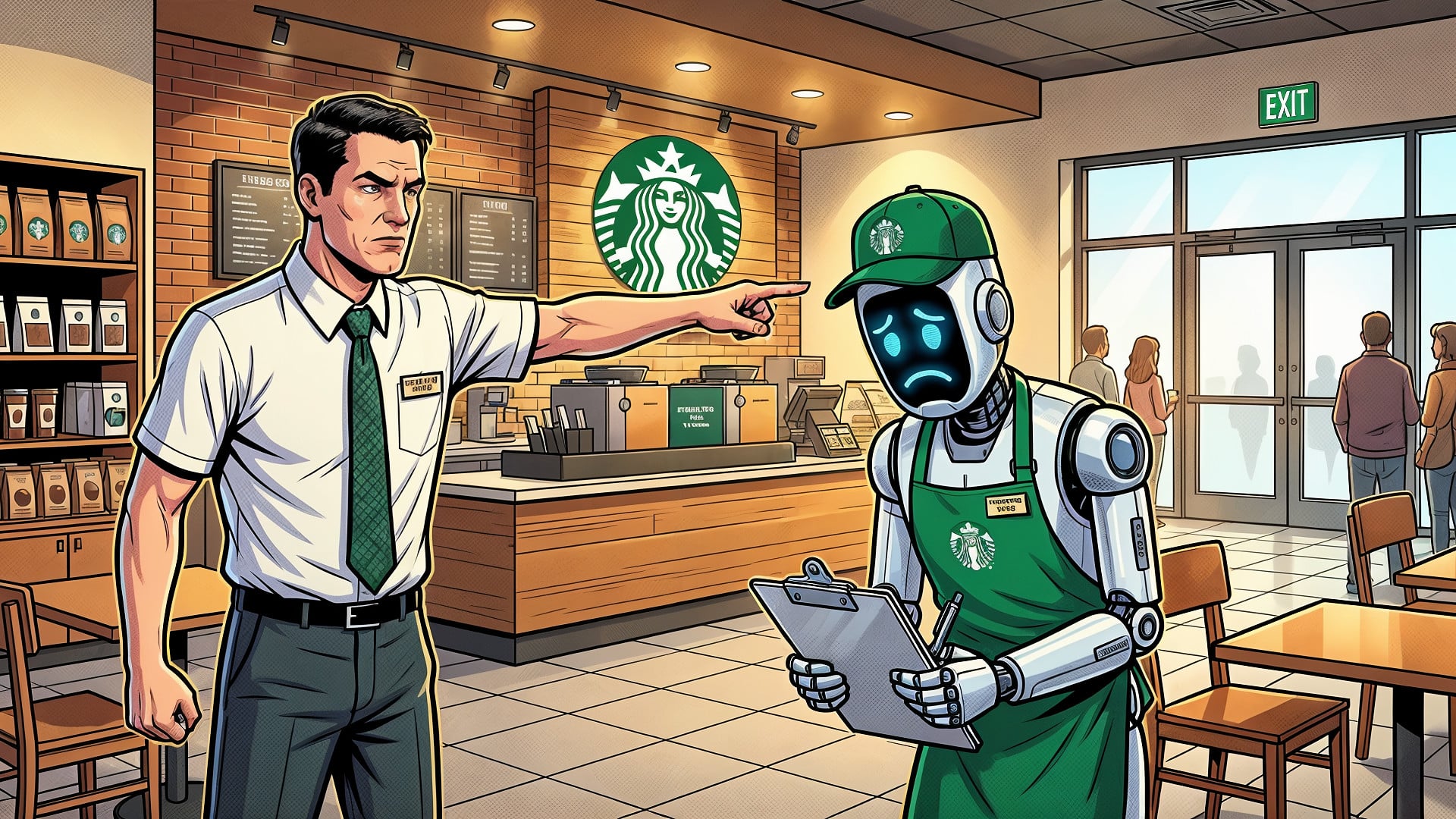 Ki, Künstliche Intelligenz, Roboter, Automatisierung, Manager, Entlassung, Starbucks