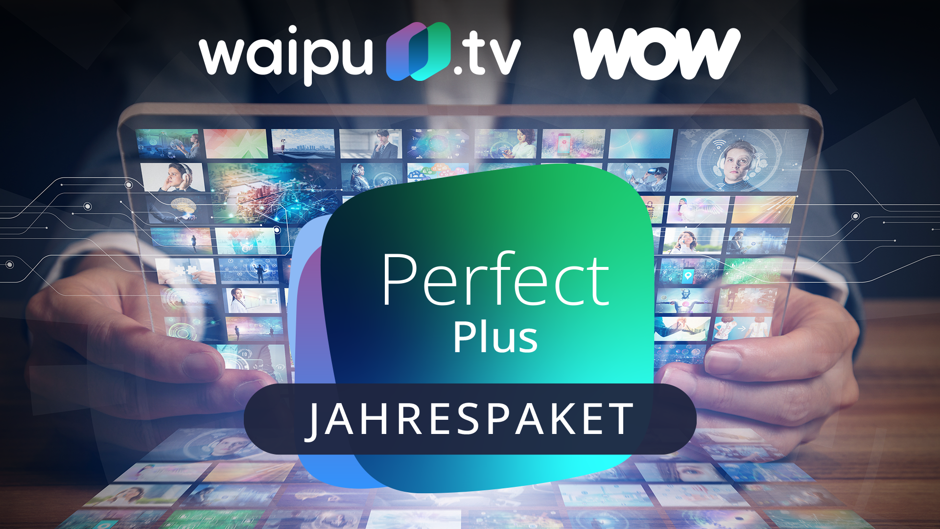 Streaming, Schnäppchen, Rabattaktion, Deals, sale, Tv, Fernsehen, Angebote, Videoplattform, Serie, Serien, Sonderangebote, Filme, Film, Videostreaming, Streamingportal, Sky, Wow, Waipu.tv, Streamingdienst, waipu, Jahrespaket, Perfect Plus, TV-Streaming