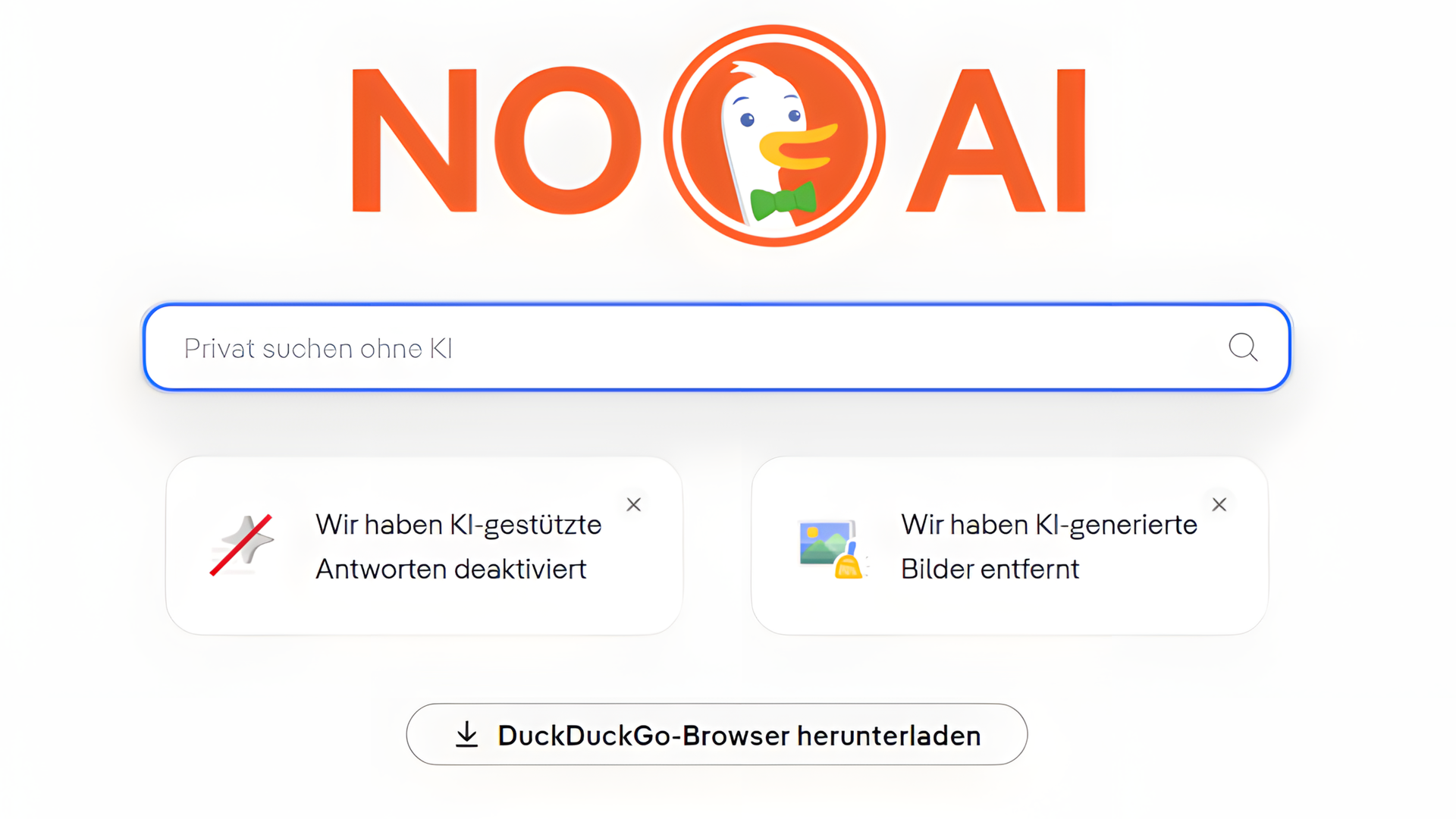 Ki, Künstliche Intelligenz, Privatsphäre, Suchmaschine, Suche, Websuche, Duckduckgo, No AI