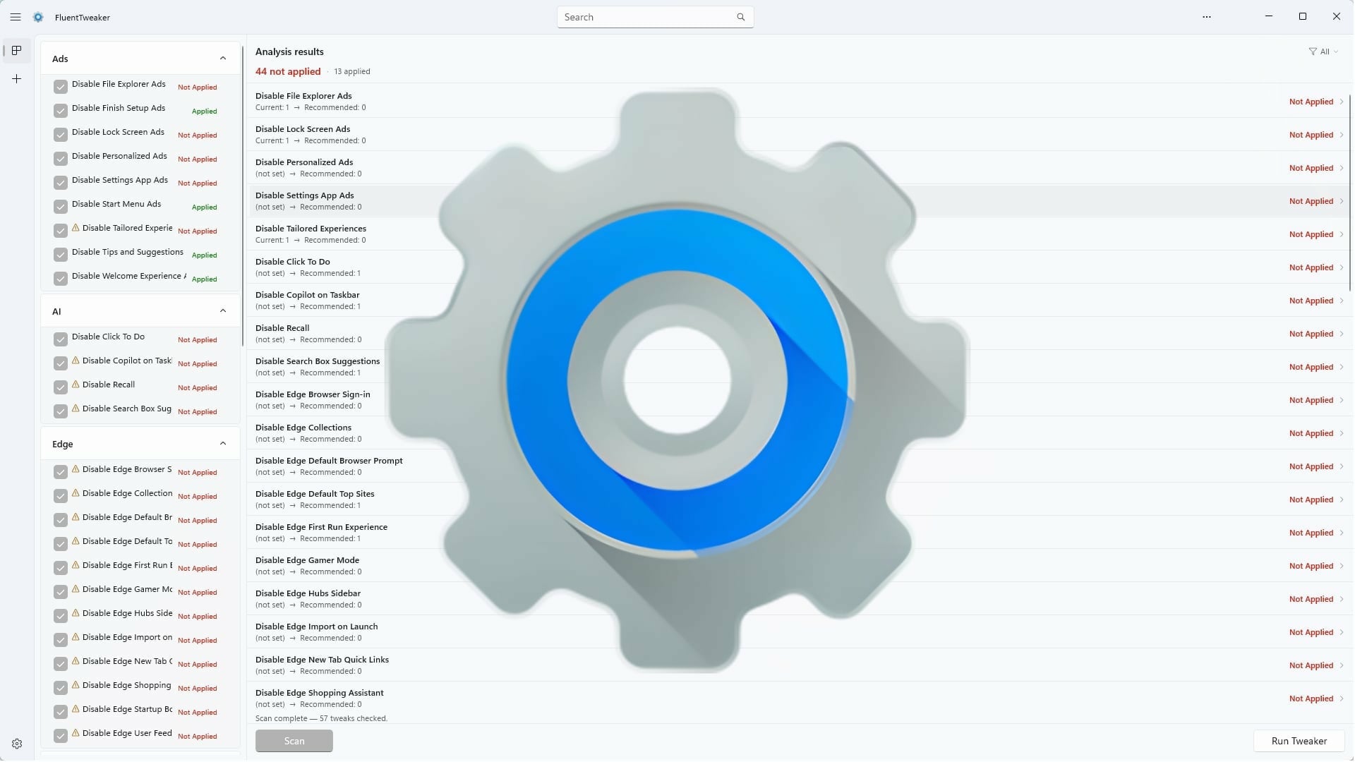 Tweaks, Tweaking, FluentTweaker