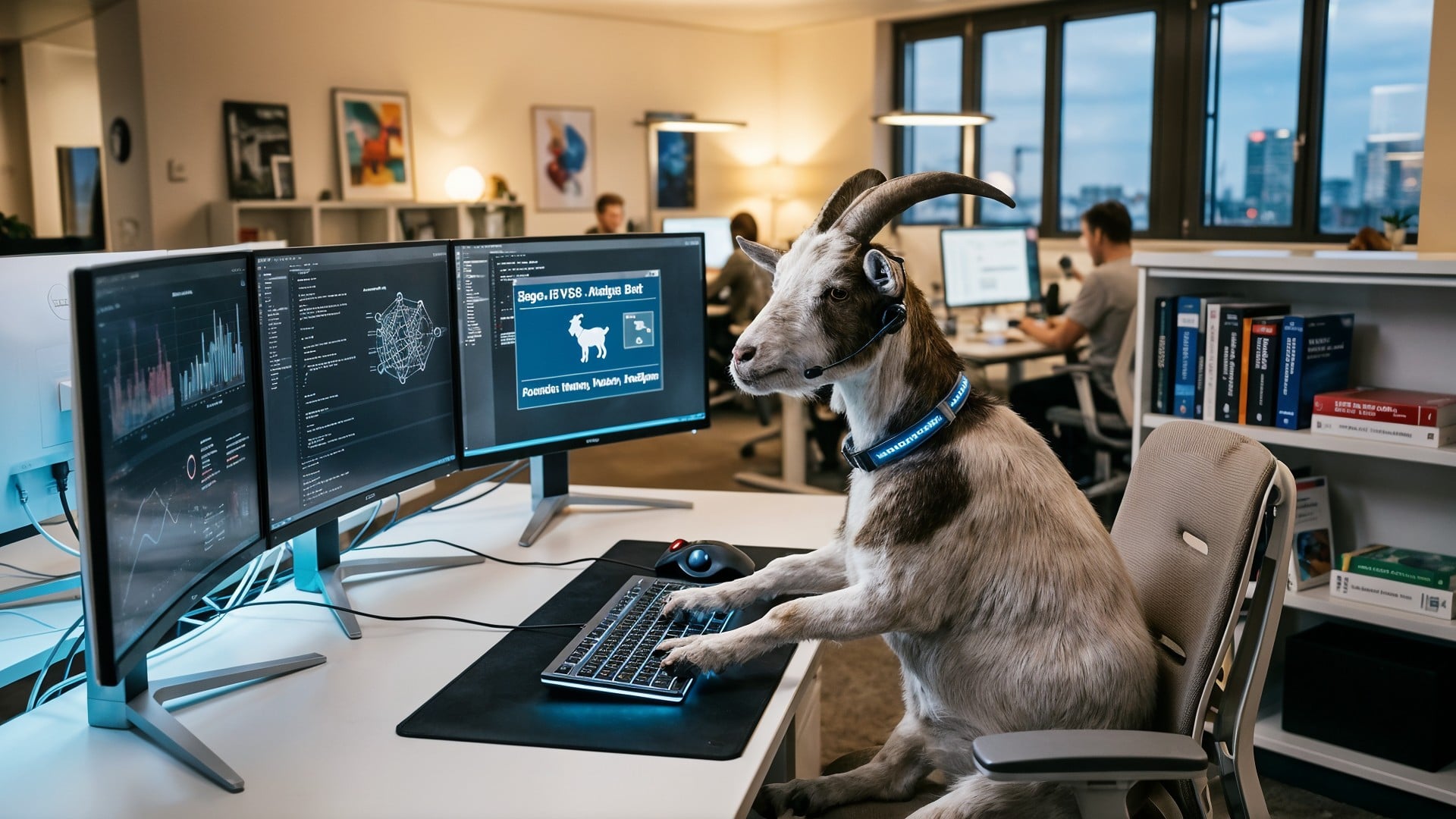 Ki, Künstliche Intelligenz, AI, Artificial Intelligence, Tastatur, Büro, Code, Softwareentwicklung, Ziege