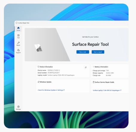 Screenshot showing Surface Repair Tool
