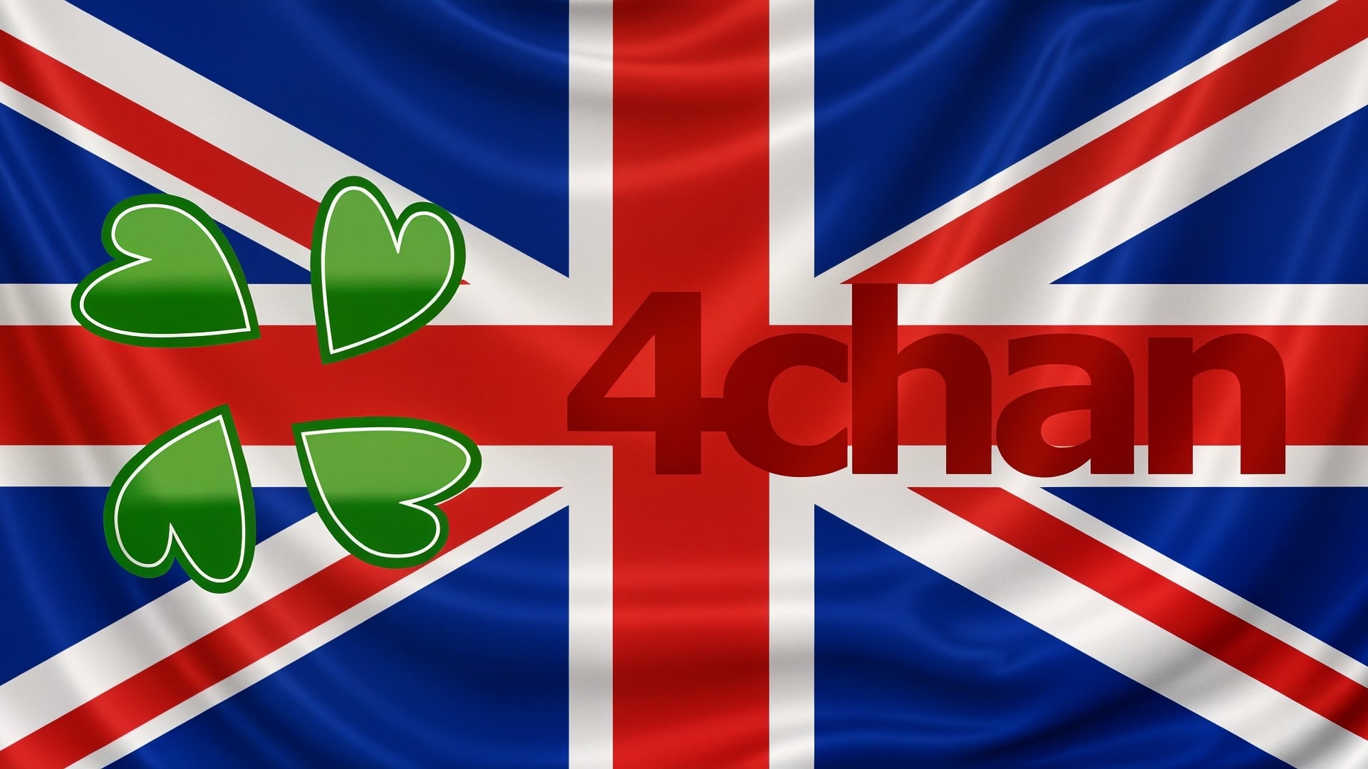 Großbritannien, 4chan, Symbolik, Patriotismus, Nationalflagge, Online-Community, Union Jack, Vereinigtes Königreich, Digitale Kultur, Netzkultur, Imageboards, Internetforum, Britische Flagge, Kleeblätter, Grüne Herzen